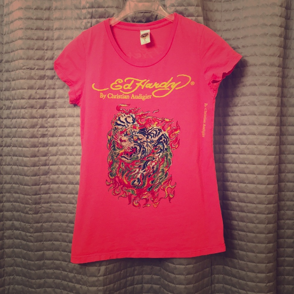 Ed Hardy rhinestone tee *Like New!!!*